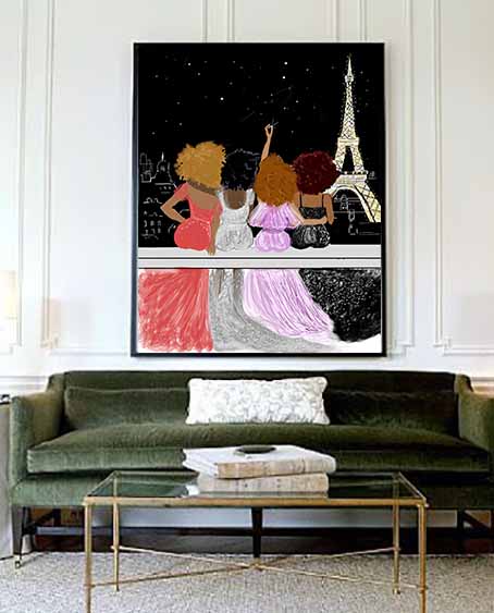"Paris By Night With My Girls" | Art Print - Nicholle Kobi
