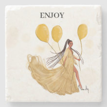 LES FILLES NOIRES I Stone Mable Coaster