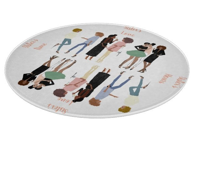 Sisters Love I  Glass Cutting Board