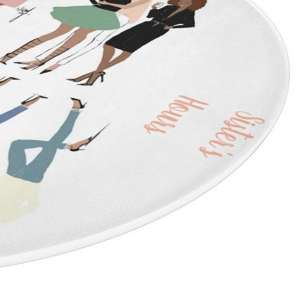 Sisters Love I  Glass Cutting Board