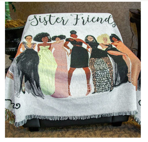 "Sister Friends" African American Tapestry Throw