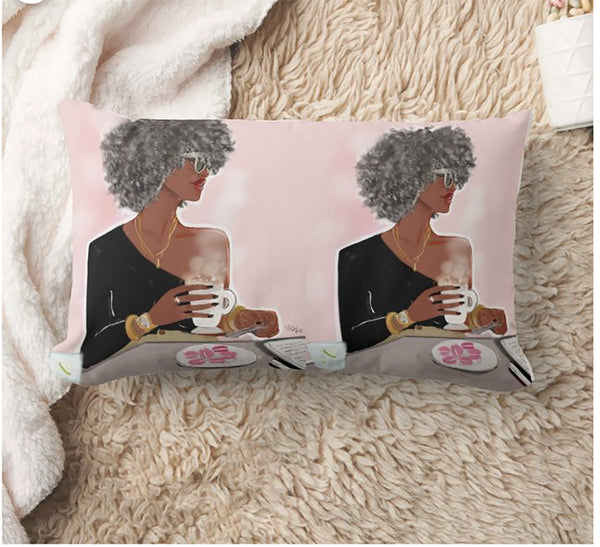 Nicholle Kobi " Grey Rose"Lumbar Pillow