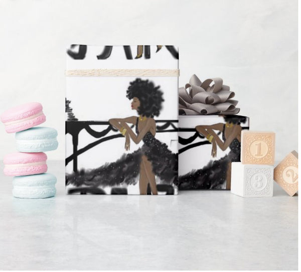 Glossy Wrapping Paper, 30" x 6' Wrapping PaperI  Noire Parisian