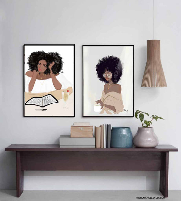 "Champagne & A Book" | Art Print - Nicholle Kobi