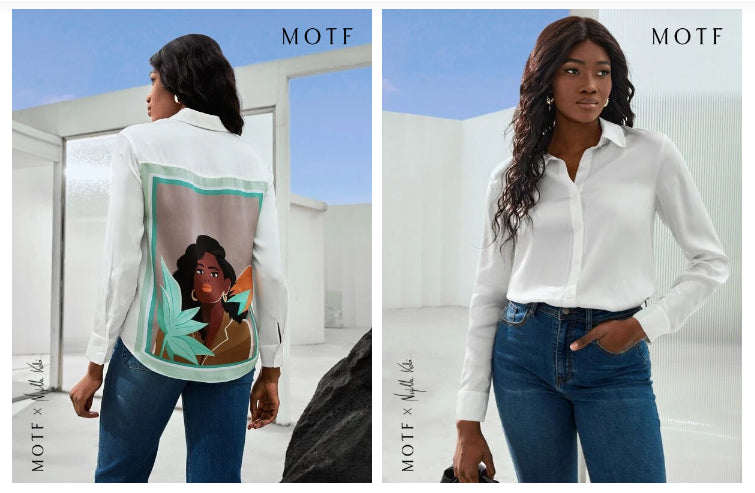 MOTF X Nicholle Kobi 100% silk blouse straight