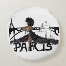 nParis Noire Edition I  Round Throw Pillow (16")