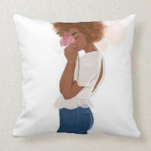 Fille a Fleurs I Square Pillows